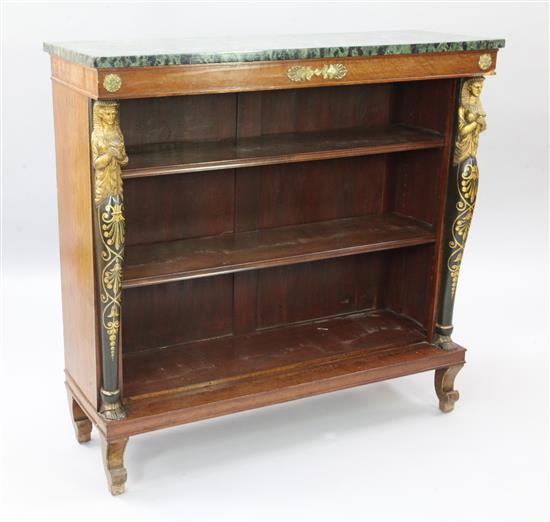 A Regency style mahogany dwarf bookcase, W.3ft 4in. D.1ft 2in. H.3ft 3in.